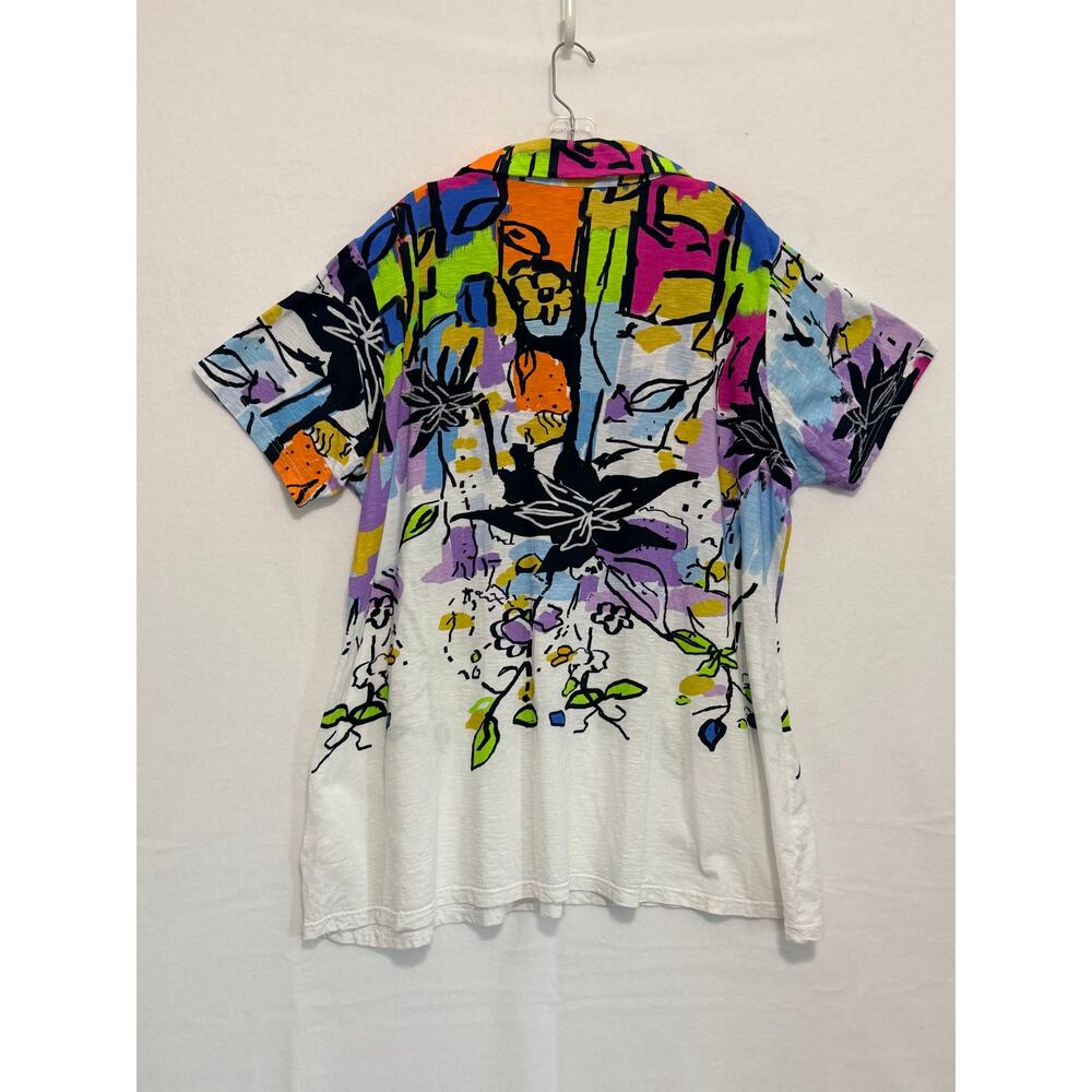 Parsley & Sage Short Sleeve Retro Abstract Floral Slub Knit Tunic Top Womens 2X - Picture 6 of 8